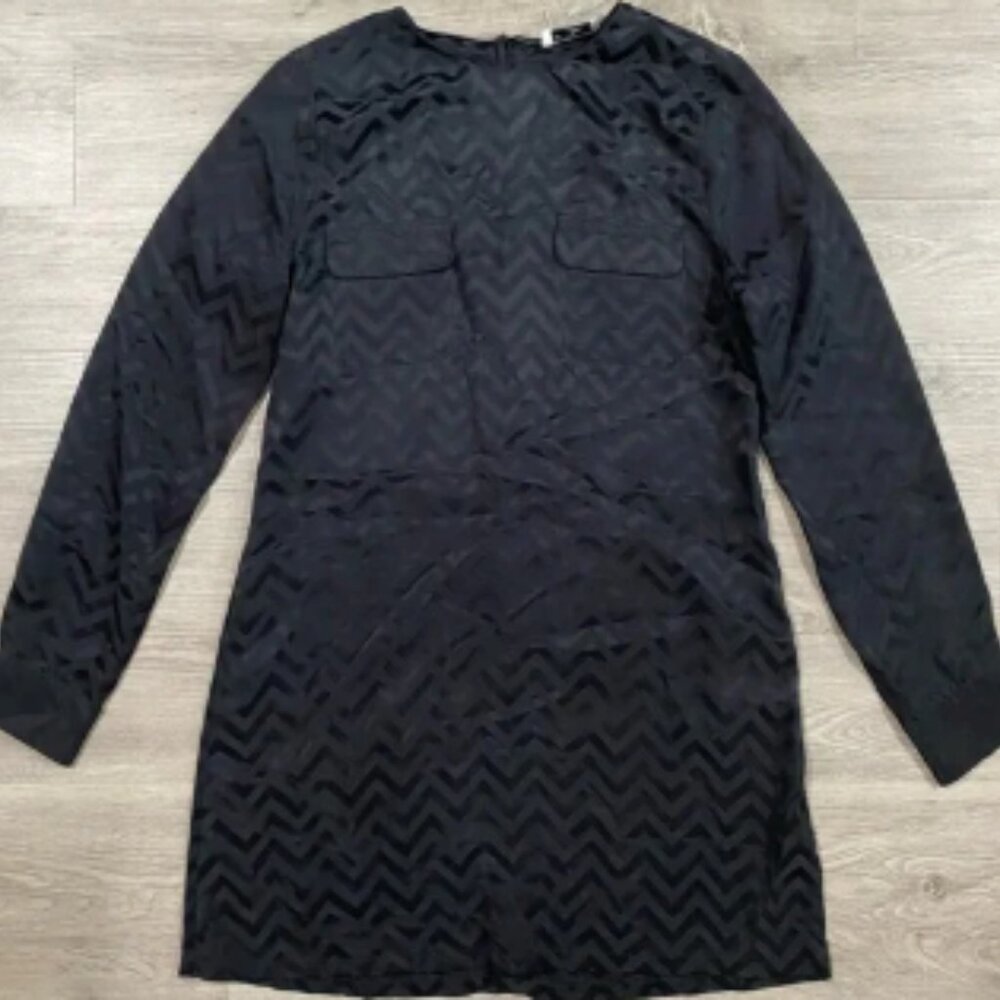 Equipment Zig Zag 100% Silk Elegant Black Chevron‎ Dress